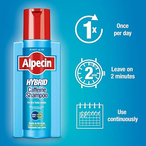 Miniatura 5 de Alpecin Champú híbrido de cafeína para hombres con cuero cabelludo seco, picazón y sensible, hidrata el crecimiento natural del cabello adelgazante,