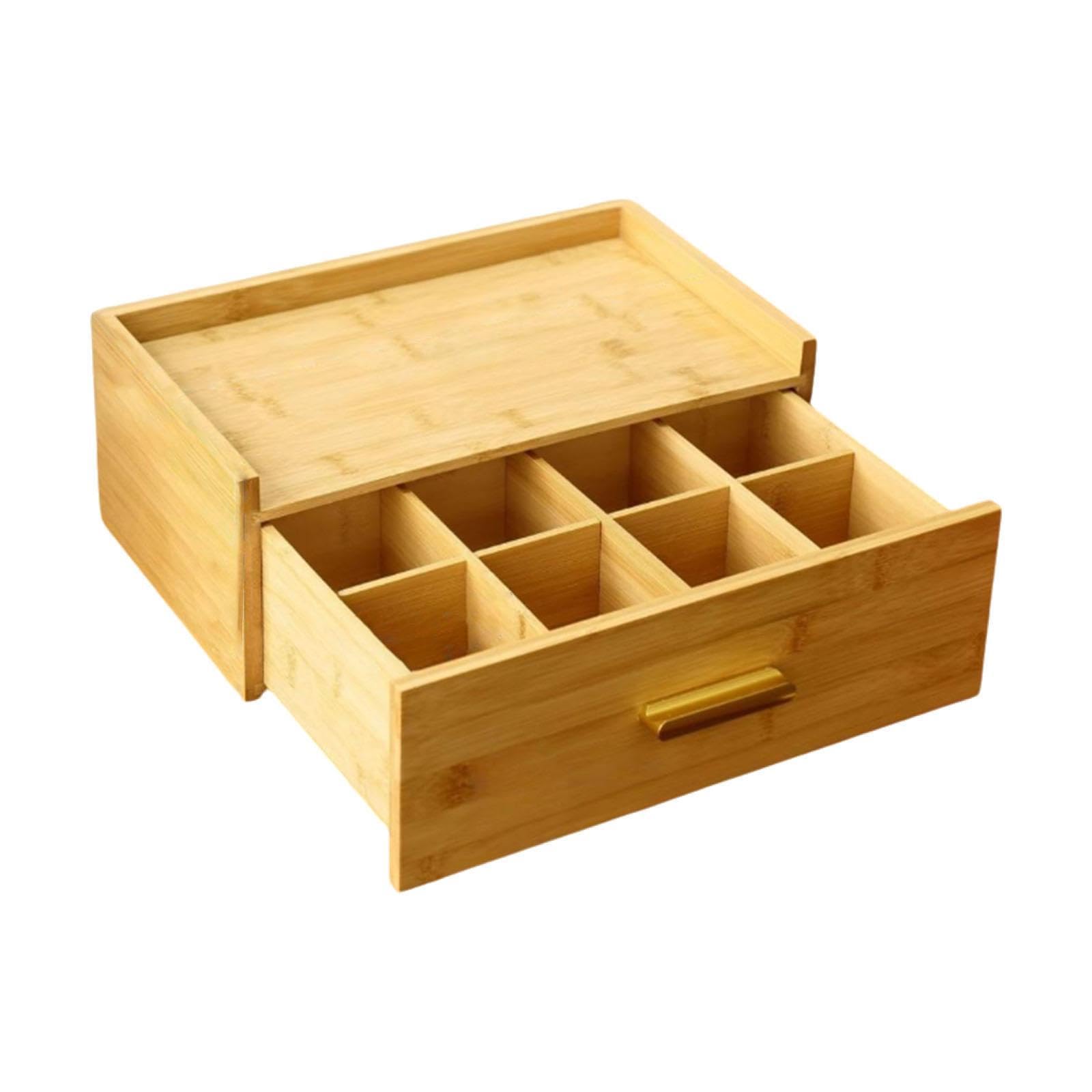 Wood Tea Bag Organizer Grid Tea Station Chest for Countertop Office Festival-image-31