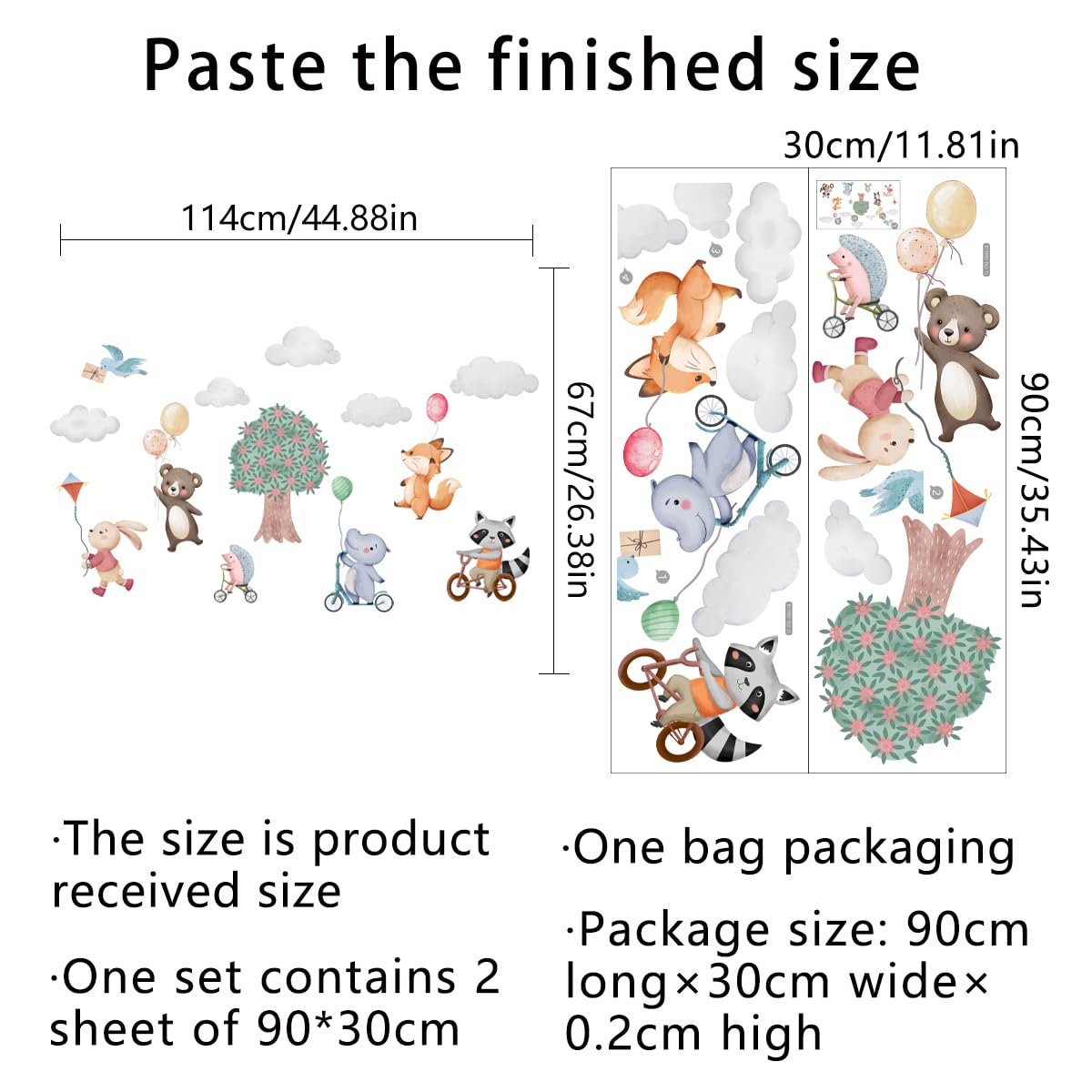 Snapklik.com : Watercolor Jungle Animal Wall Decals Rabbit Fox Hippo ...