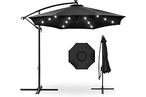 Best Choice Products 10ft Solar LED Offset Patio Umbrella with Easy Tilt Adjustment - Black
