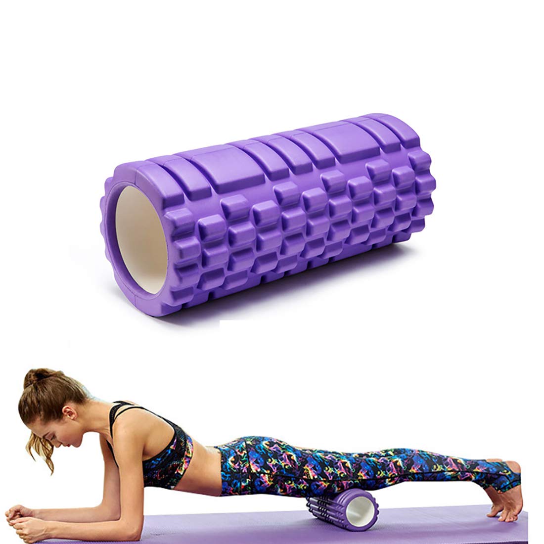 10 * 30cm Medium Density Exercise Round Foam Roller Massager for Deep Tissue Massage of The Back and Leg Muscle Recovery, Myofascial Trigger Body Point Release of Painful Trigger Adhesions, Purple