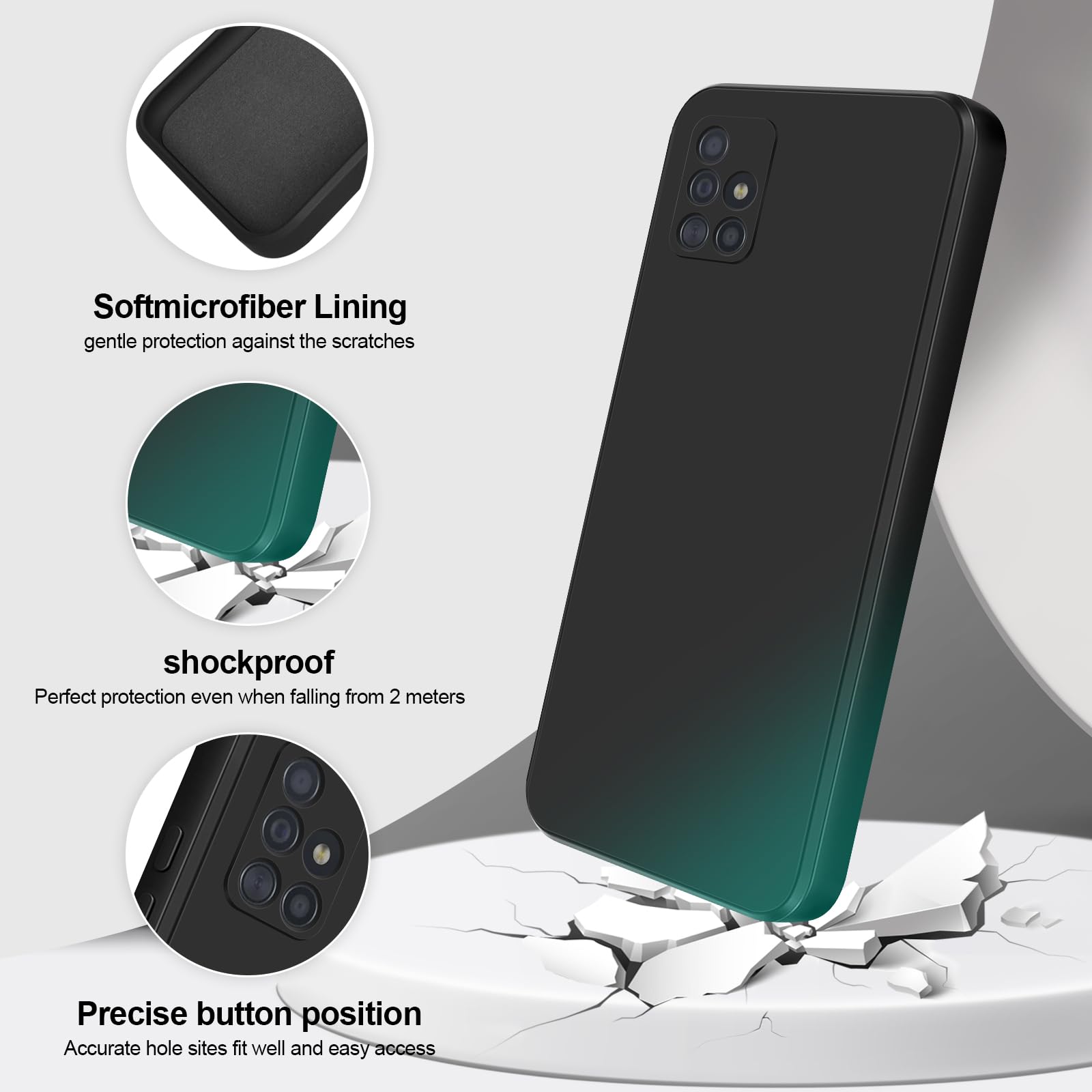 GiiYoon Case Compatible with Samsung Galaxy A51 4G, Silky-Soft Touch Full-Body Protective Phone Silicone Case, Shockproof Cover with Microfiber Lining, Black — view 2