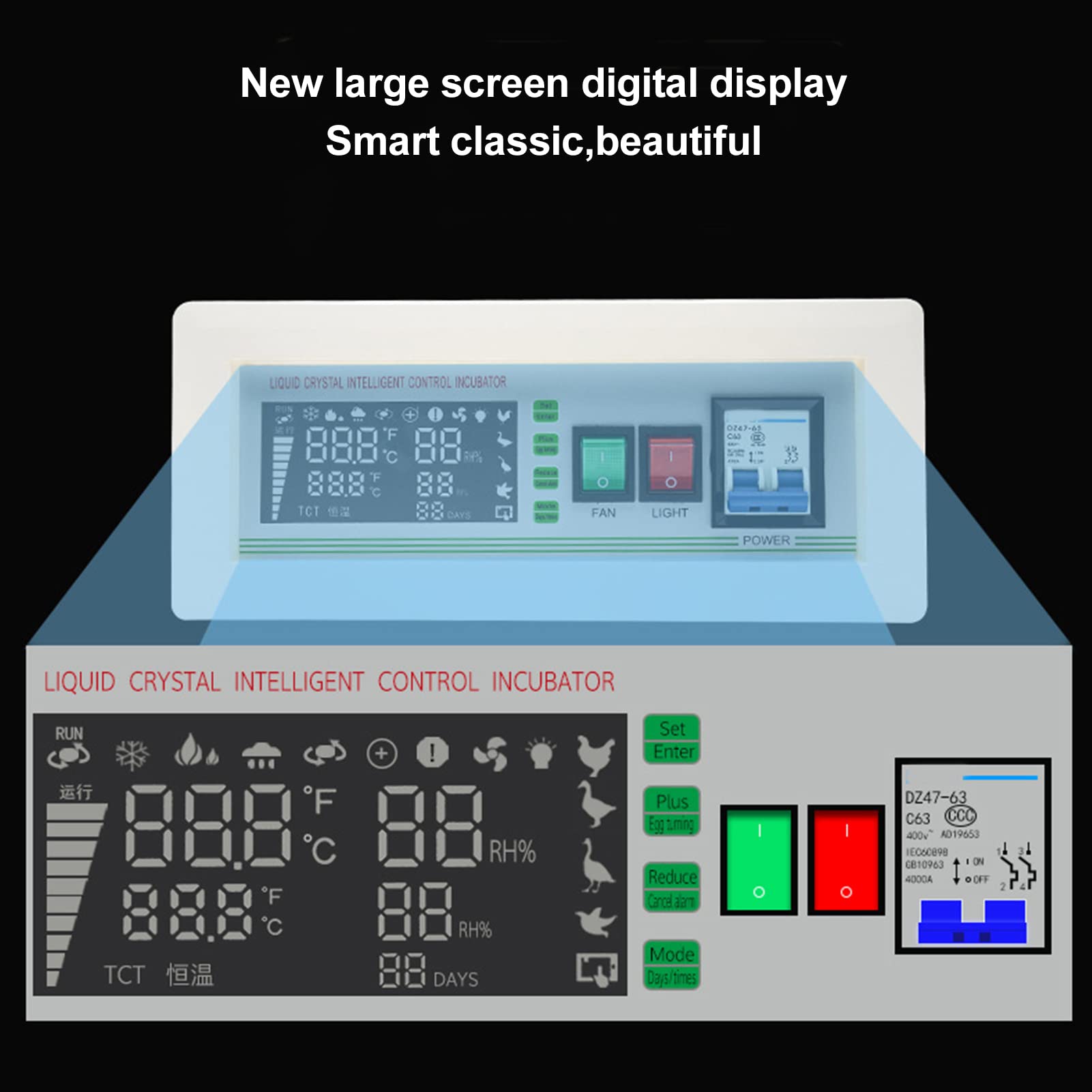 Termostato de Calor Digital, termostato de incubadora de Huevos XM‑18SD 5 Modos Controlador de incubadora de Humedad de Temperatura Digital(#2)