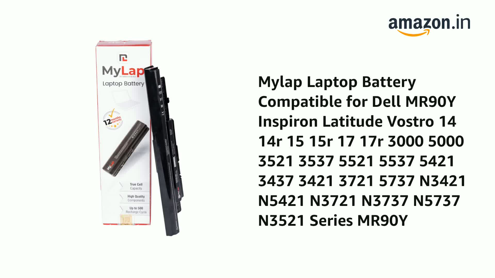Batteria Per Laptop Dell MR90Y 11.1V 56Wh - Compatibile Con Inspiron 15-5521, 17-3721, Latitude 3440, Vostro 2421