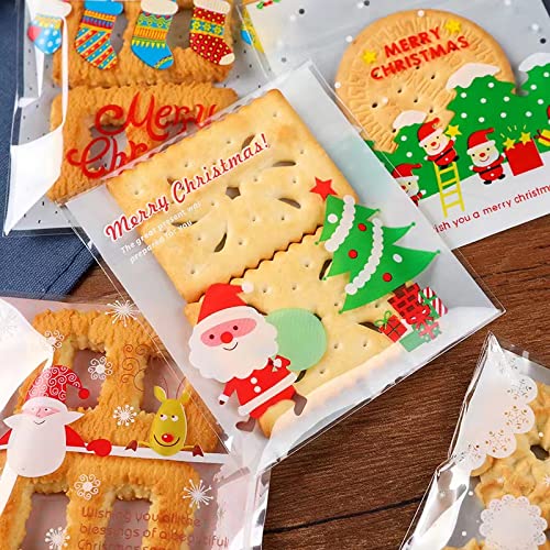 100pcs Sacchetti Caramella di Natale Trasparenti