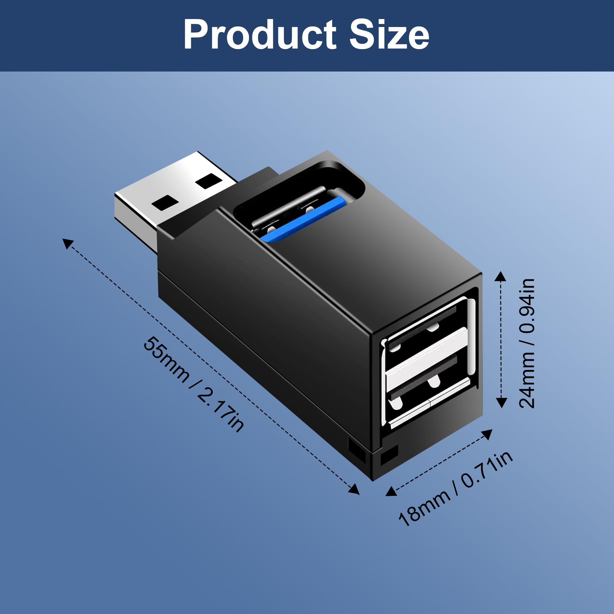 IJiZuo USB 3.0 Hub, 3-Porta Splitter Hub (2 USB 2.0 + USB 3.0) Direct
