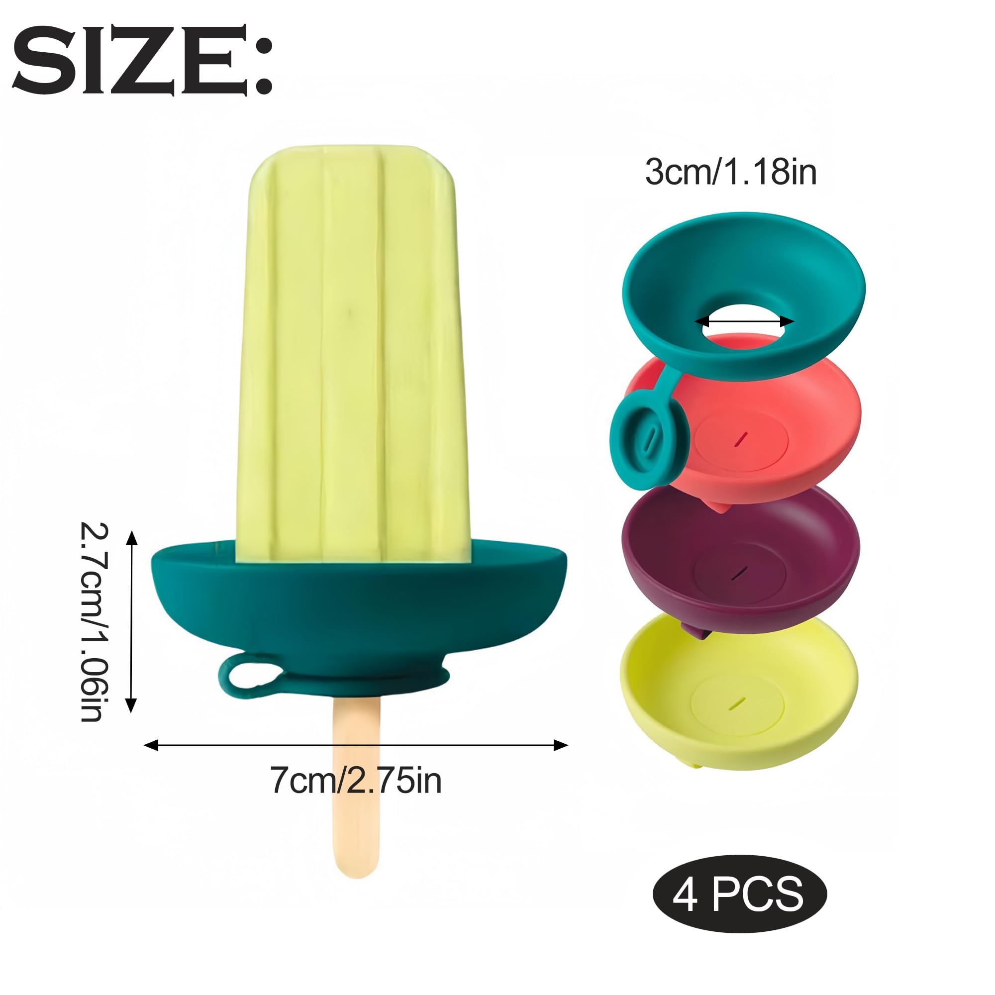 4 szt. Silikonowy uchwyt na popsicles, uchwyt na lody na patyki, wielokrotnego użytku uchwyt silikonowy na lody