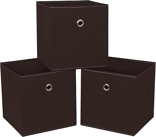 Vista 21 de Contenedores de almacenamiento plegables de 11 pulgadas, cubos de almacenamiento de tela con asas, organizadores de cajas de almacenamiento de tela