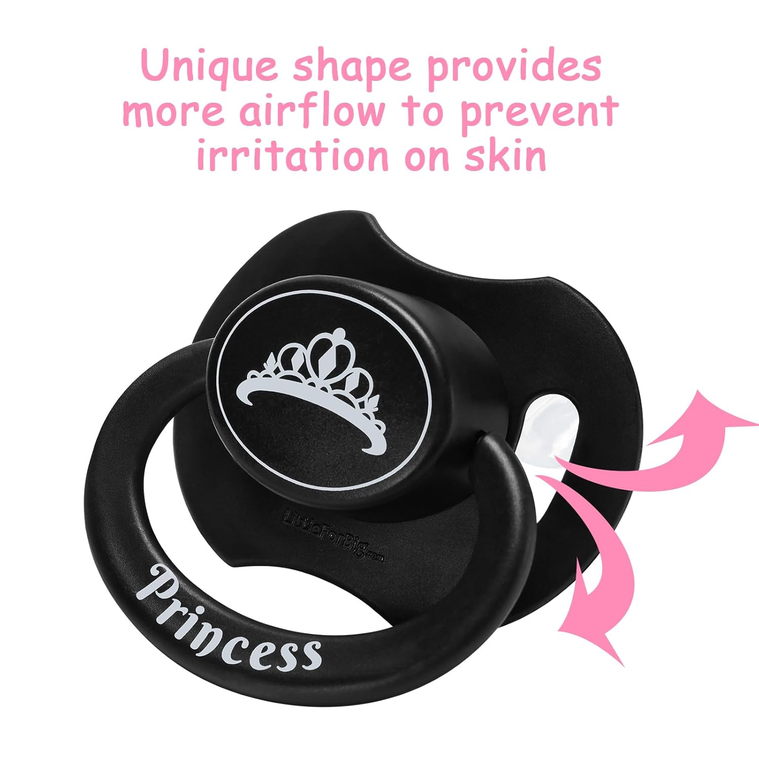 LittleForBig Bigshield Generation-II Adult Sized Printed Pacifier Princess Crown Pattern Black - Image 3