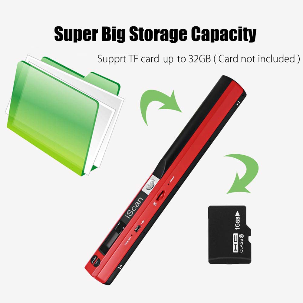 Escáner portátil, Escáner de Mano inalámbrico para Documentos, HD 900DPI, Selección de Formato JPG/PDF, para Empresas, Fotos, Recibos, Libros,Red