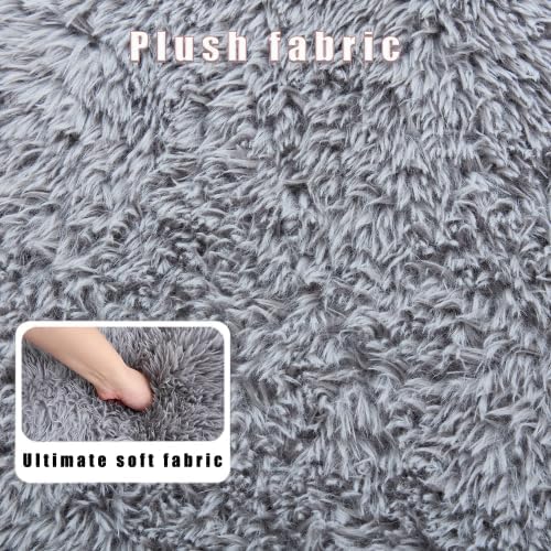 3-in-1 Upholstered Human Dog Bed for Adults & Pets, 5-Position Foldable Lounger Lazy Sofa Bed w/2 Soft Pillows, Comfy Plush Convertible Floor Sleeper Chair Bed Bean Bag for Bedroom Living Room (Gray)