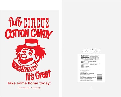 Miniatura 4 de Oasis Supply, Bolsas de algodón de azúcar resistentes, diseño transparente y liso, 100 unidades, lazos giratorios incluidos