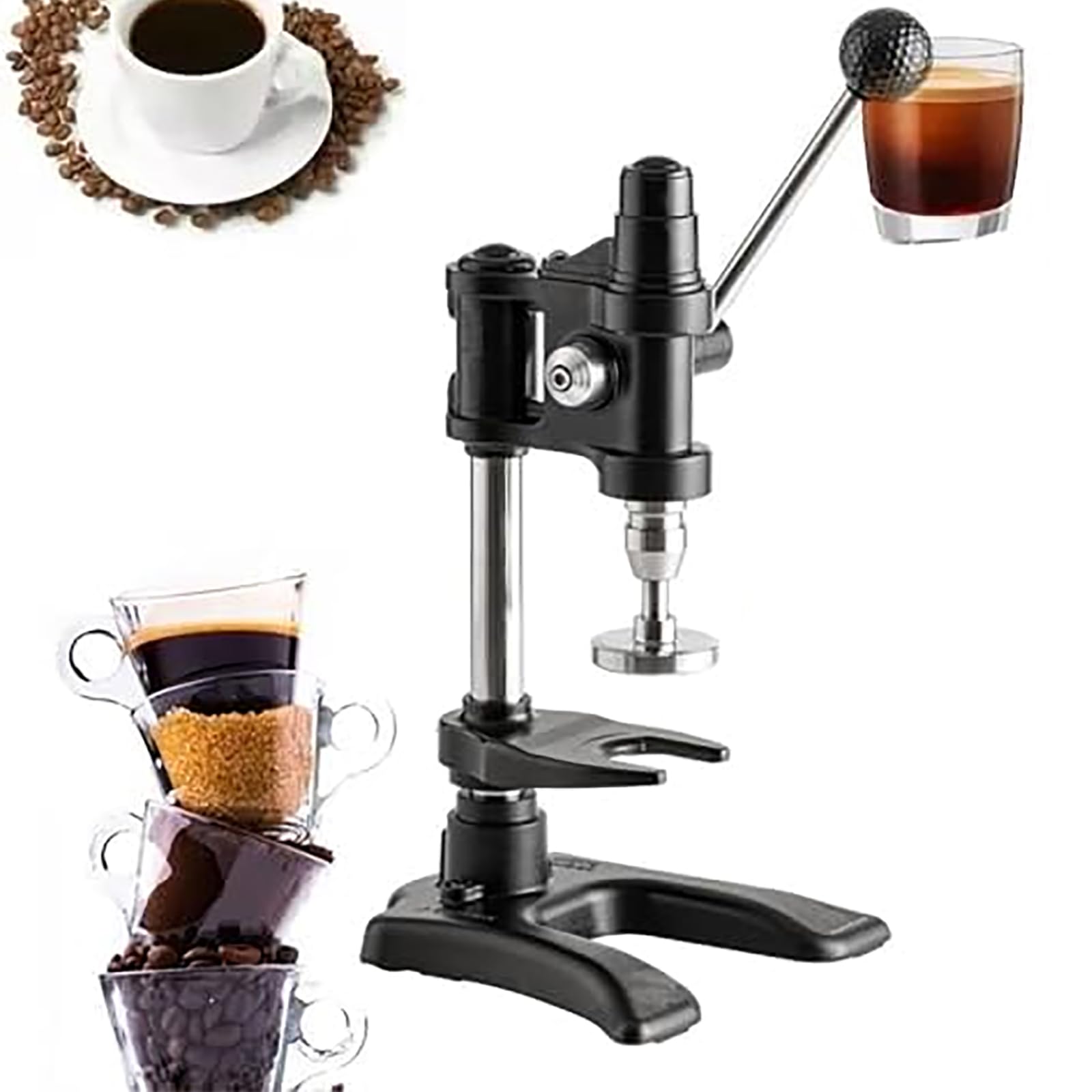 Handmatige Draagbare Handperskoffiezetapparaat, 58 mm Roestvrijstalen Koffie Extractor, Stabiele Antislipbasis And Handig Afneembaar Ontwerp, Gebruiksvriendelijke Bediening, Geschikt Voor Thuis