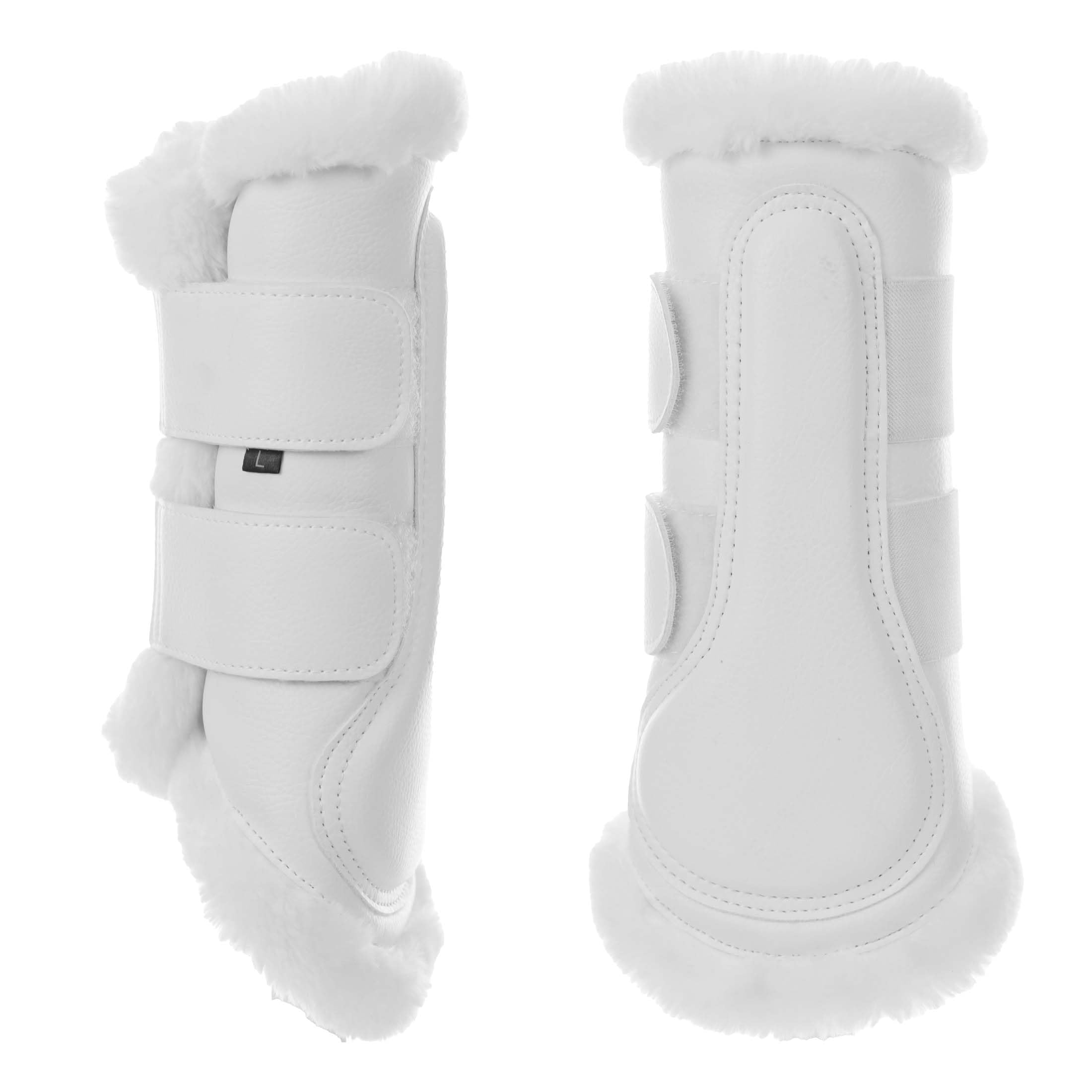 Guêtres Equinavia Vali en similicuir blanc et doublure ultra polaire pour cheval