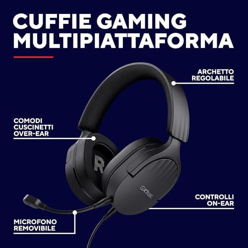 Trust Gaming GXT 489 Fayzo Cuffie Gaming per PC, PS5, PS4, Xbox Series X|S, Switch, Mobile, Jack Audio 3.5 mm, 85% Plastica Riciclata, Over-Ear Cuffie con Microfono Noise Cancelling - Nero - Immagine 2