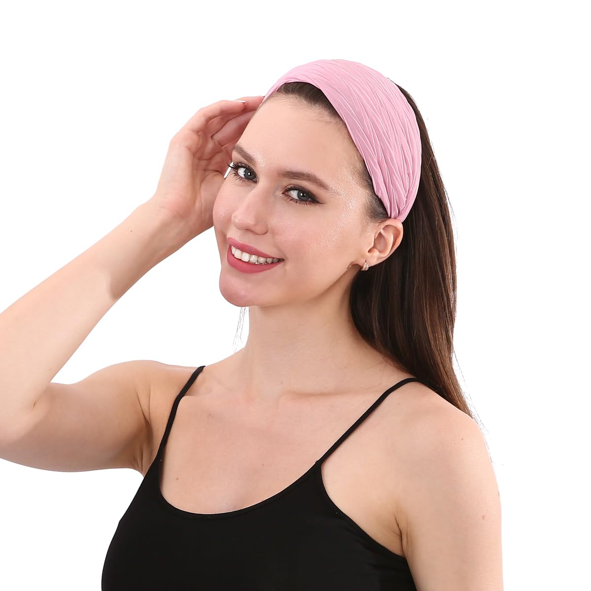 Loneedy, cerchietti per capelli larghi e rigidi, con dentini, design in tessuto a pieghe, per donne e ragazze, 3 pezzi