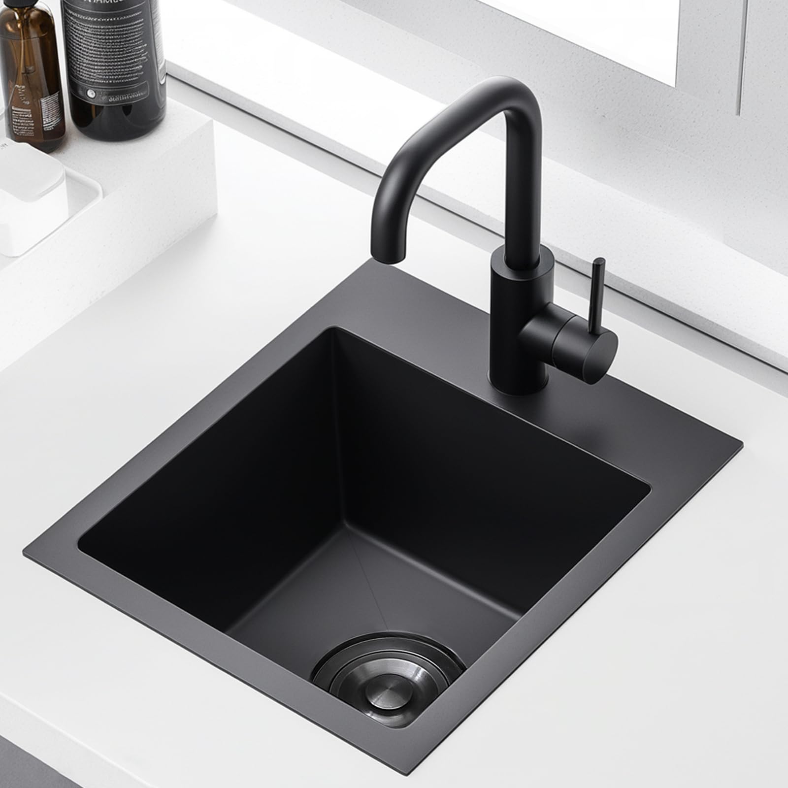 KINGO HOME Black Farmhouse Sink 33 Inch,16 Gauge Undermount Single Bowl 304