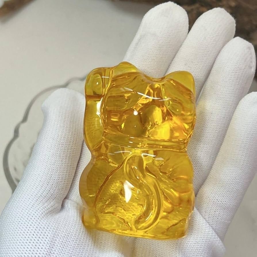 天然シトリン幸福を呼ぶ招き猫置物