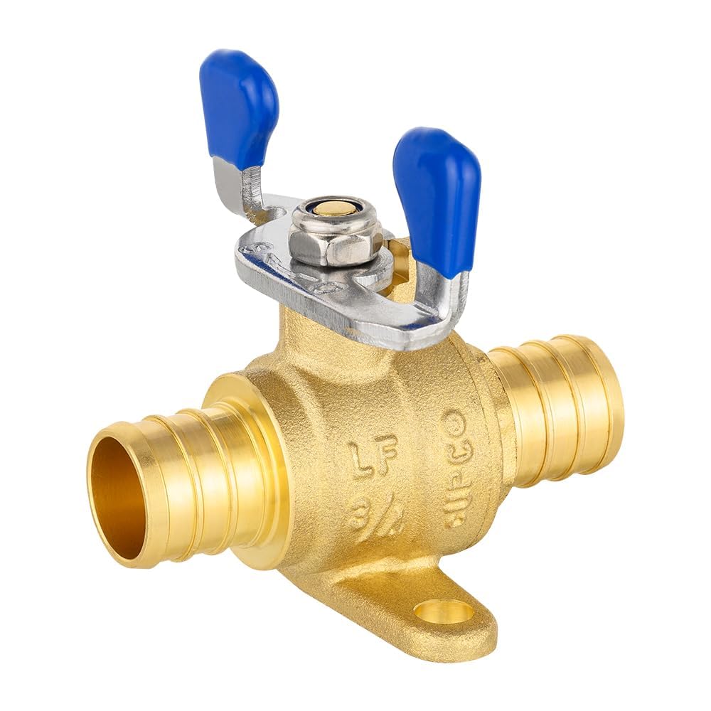 EFIELD - Confezione da 10 valvole a sfera a crimpare da 3/4" Pex con orecchio a goccia per caldo e freddo, con manico a farfalla, ottone LF, NSF/ANSI 61 (10)