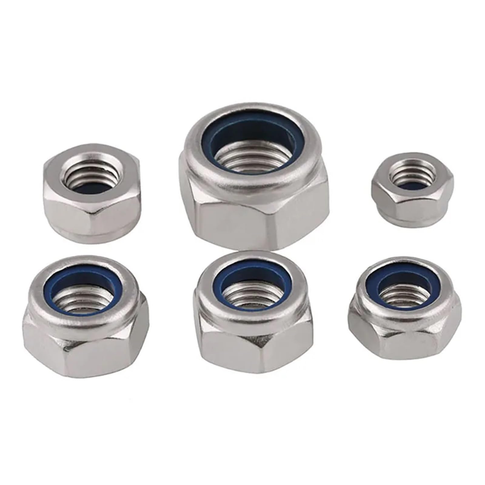 M2-M24 304 Contratuercas con inserto de nailon de acero inoxidable Tuerca hexagonal autoblocante Contratuerca Bloqueo deslizante(10pcs,M24)