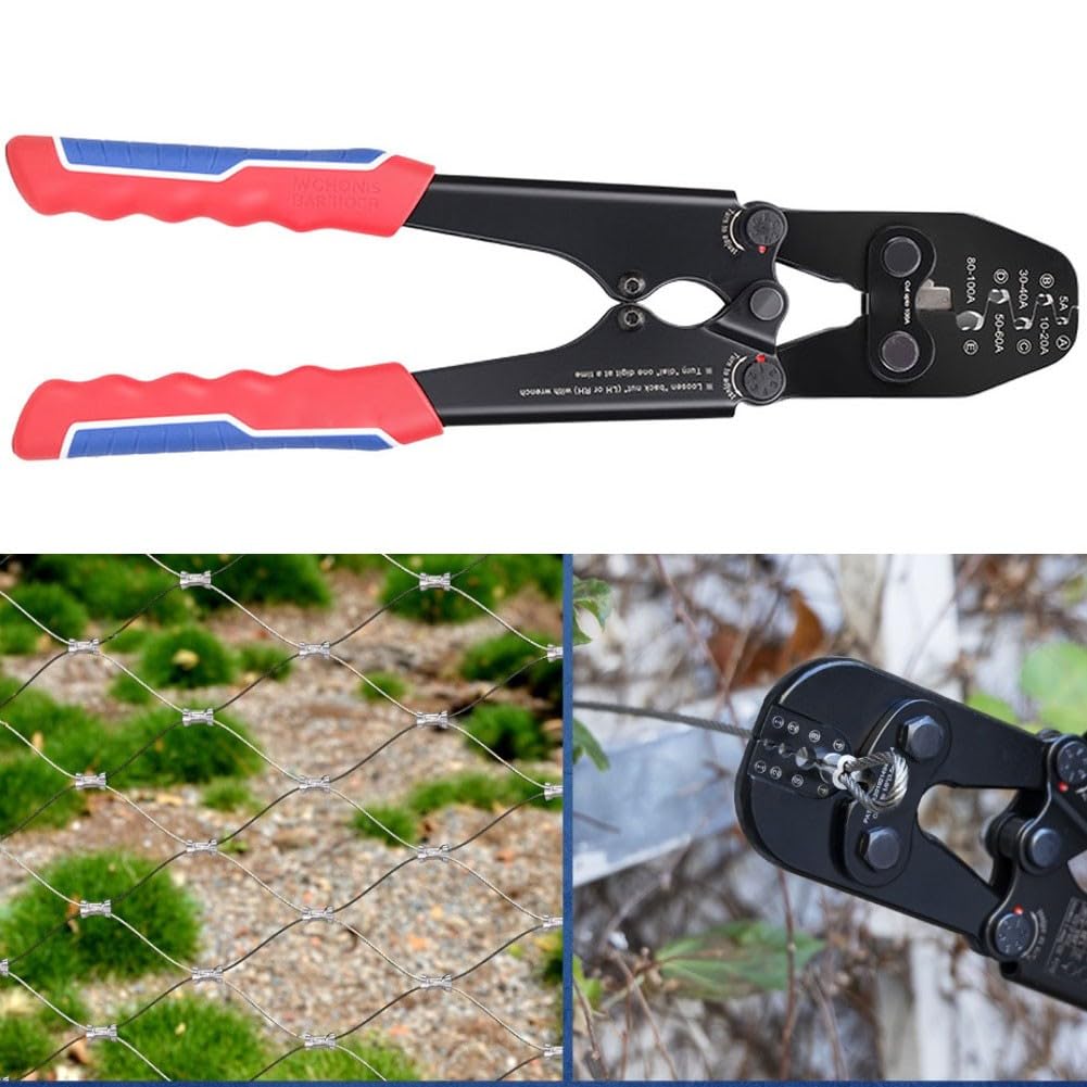 Pinza crimpatrice in alluminio, pinza crimpatrice a 8 forme per funi metalliche, manico rotondo in alluminio, attrezzatura da pesca per camper, yacht, attrezzi da esterno