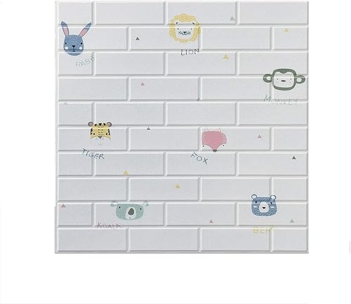 GIUIN Foam Brick Wall Panels Cartoon White Brick Self-Adhesive 3D Wallpaper for Children's Room Anti-Collision Wall Skirt Sticker Set Kindergarten