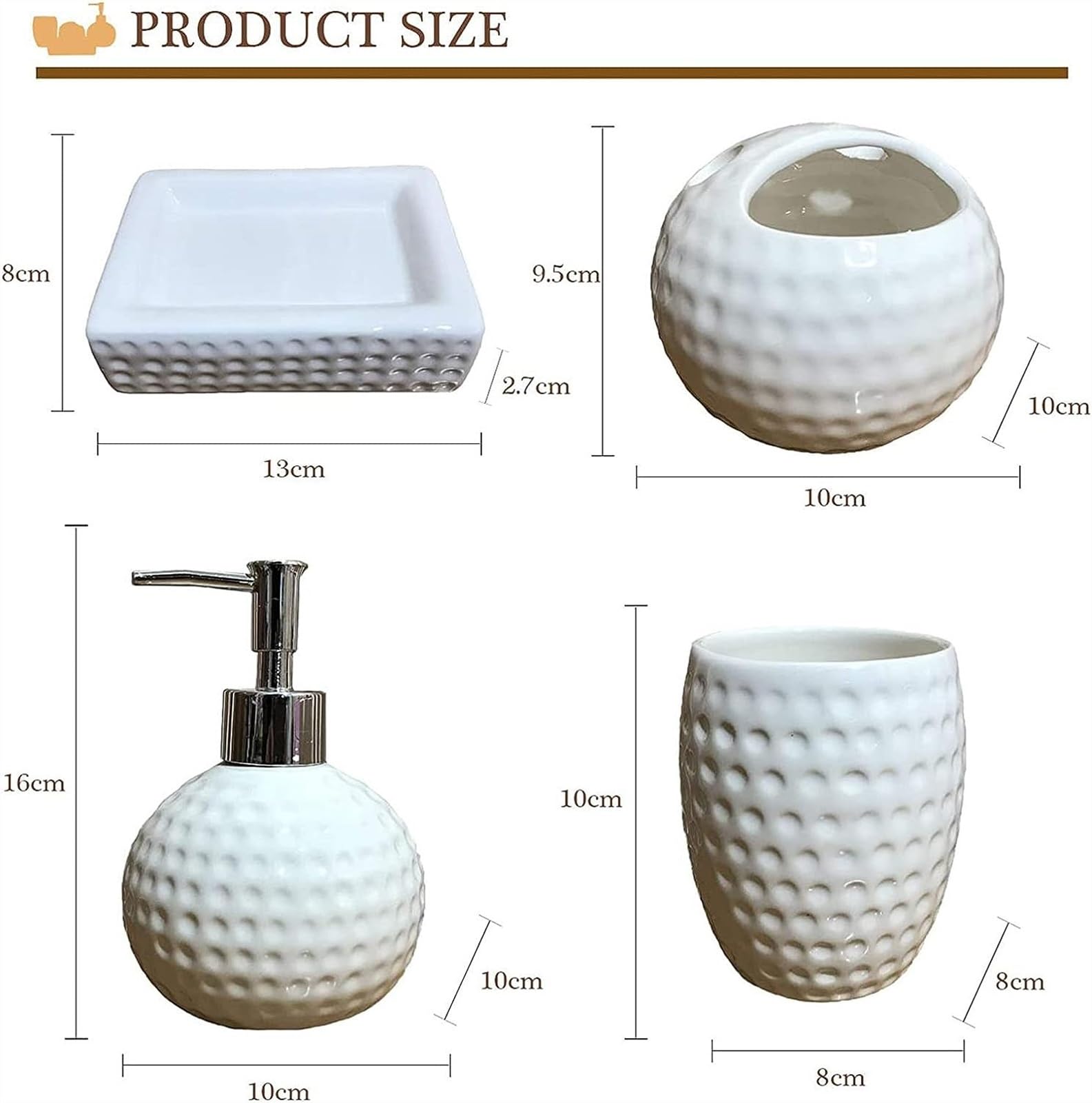 Ensemble 5 Accessoires Salle De Bain HERCHR Céramique Noir - Distributeur Savon, Porte Brosse à Dents, Porte-Savon Et Gobelet