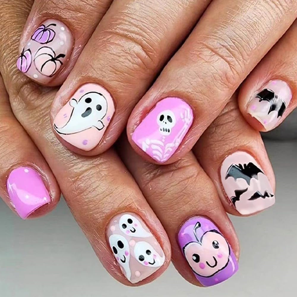 Halloween Nail Stamping Plate Devil Ghost Sickle Ghost Nails Stamping Kit The Day of Dead Pumpkin Spider Web Holiday Nail Stamping Plate Mummy Halloween Nail Stamper Kit for Women Girls DIY Salon