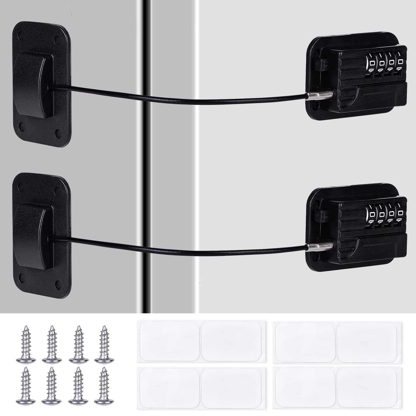 2 Pcs Verrou de Réfrigérateur avec Code, Réfrigérateur Serrure à Code, Verrou De Réfrigérateur Enfant, Verrou de Réfrigérateur pour Armoire, Réfrigérateur, Fenêtre, Porte, Limitation de Sécurité(Noir)