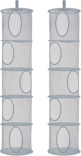 coastal rose Organizador de bolsas de malla colgante para ahorrar espacio, organizador de almacenamiento plegable, 5 compartimentos, organizador de