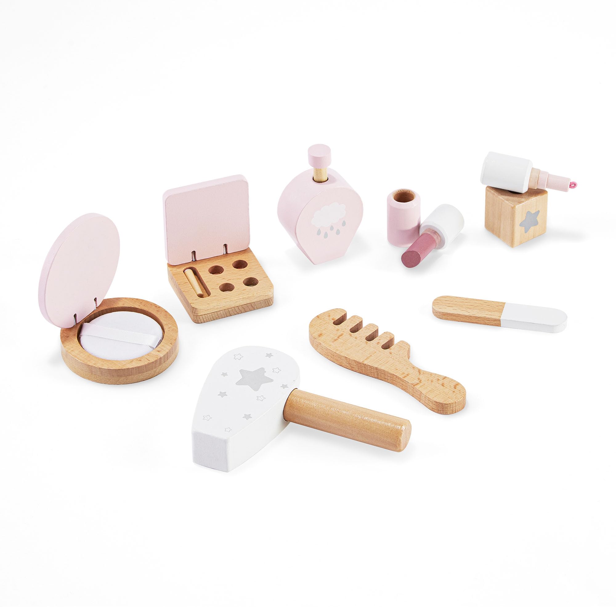 mamabrum Toeletta In Legno Per Bambini Con Specchio LED, Luce Regolabile, Sgabello E Accessori – Arredo Educativo E Creativo Ideale Per La Cameretta E Il Gioco Di Ruolo