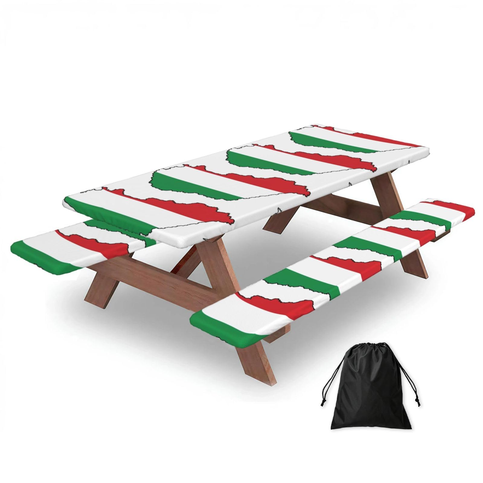 Zyjhyy Black Hungary Flag Map Print 3 Pack Wipeable Picnic Bench Cover And Table Cover Lightweight Table Cloth For Camping Outdoor