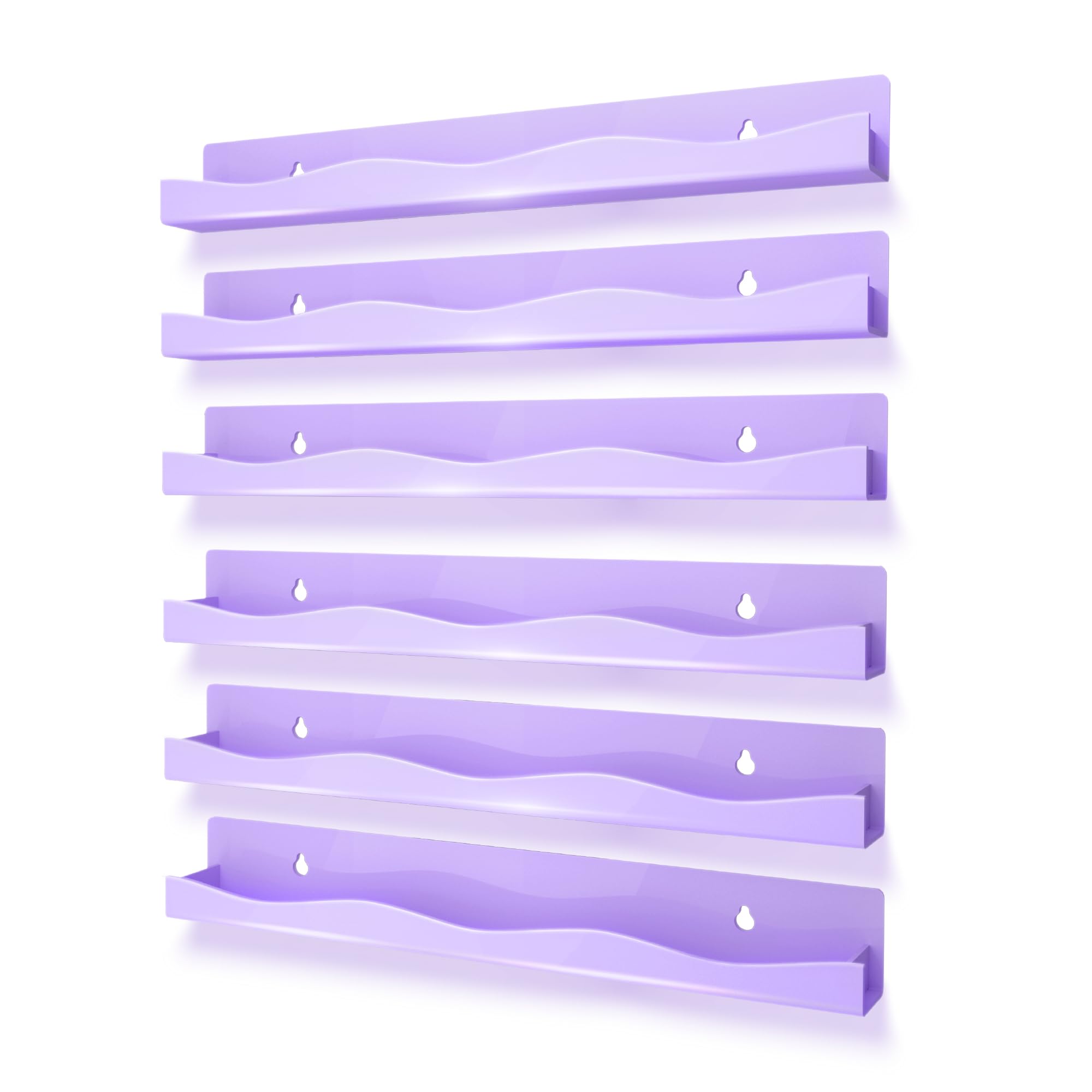 YMVV 6 Pack Nail Polish Wall Mounted Shelf,15 Inch Nail Polish Floating Shelves for 66-90 Bottles Multi-Purpose,Ideal Gift, Great Display for Salons Retailers,Purple