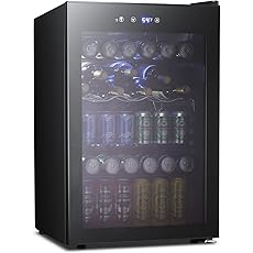 Antarctic Star Beverage Refrigerator,145 Can Mini Fridge,Freestanding wine cooler for Soda Beer or Wine,Glass Door, Small Drink Dispenser Machine, Touch Screen for Home Office or Bar, 4.5cu.ft.