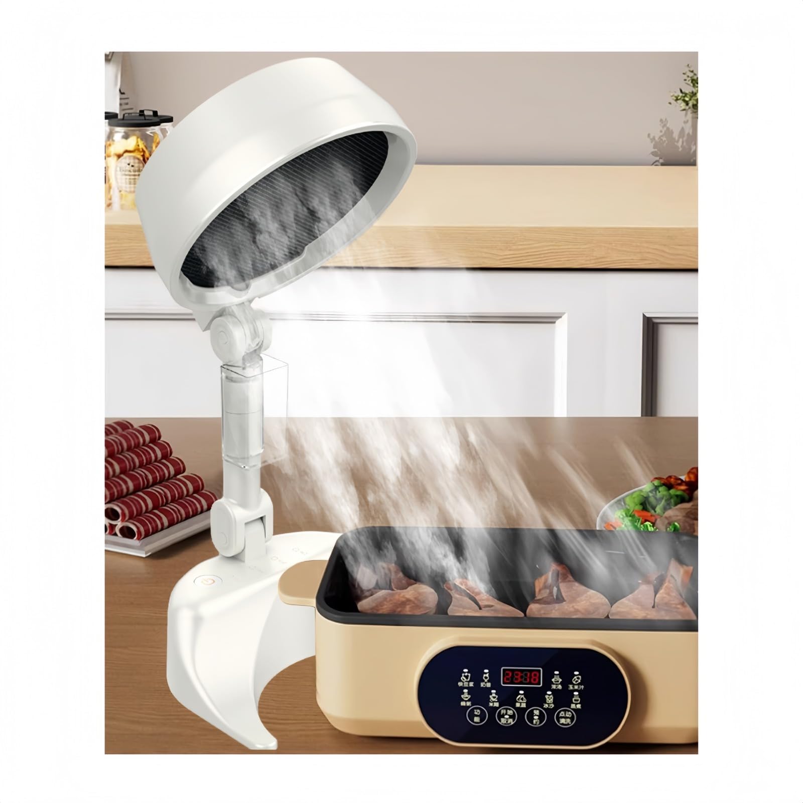 Campana extractora de Cocina portátil, Filtro de Aire Plegable, eliminación eficiente de Humo, batería de 4000 mAh, Adecuada para Apartamentos, caravanas y Espacios pequeños (Blanco)
