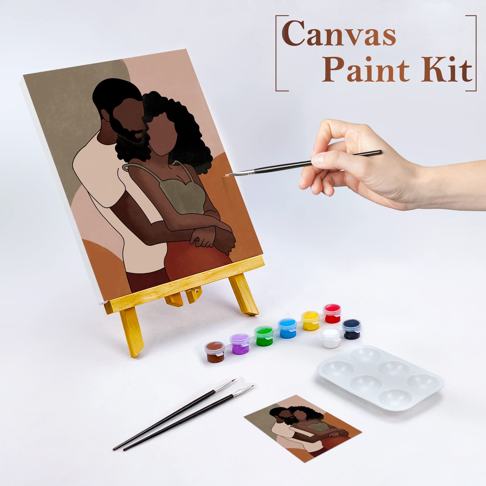 Nuberlic Canvas Painting Kit Pre Drawn Canvas for Painting for Adults Valentine‘s Day Gift Sip and Paint Party Supplies for Couples Love Theme Date Night 8x10inches