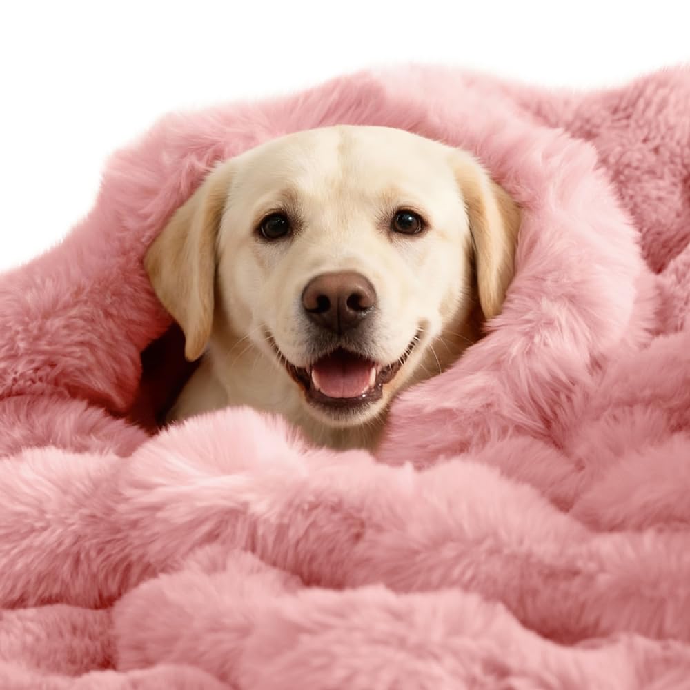 Dog Blanket Ultra Soft Fuzzy Faux Fur Cat Blankets for Indoor Cats Ultra Soft Plush Faux Fur Machine Washable Reversible Pet Throw Protector for Couch Furniture 39"X 30" Pink