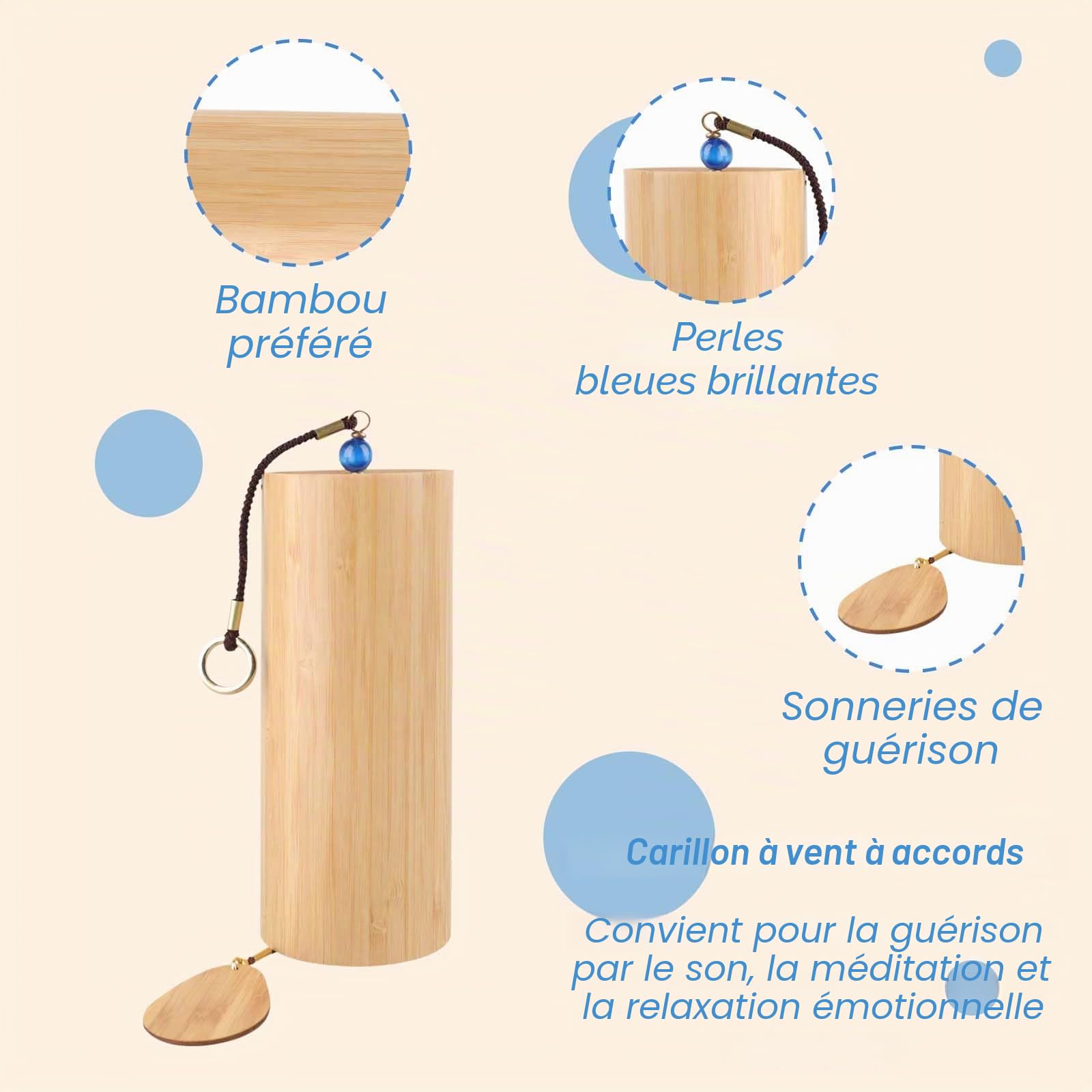 Carillons éoliens zen,Bamboo Vent,Carillons éoliens en bambou japonais,Carillon éoliens en Bambou,Carillon Japonais,Convient pour le yoga, la méditation, le jardinage, etc. (Accord de fa Spring Breeze
