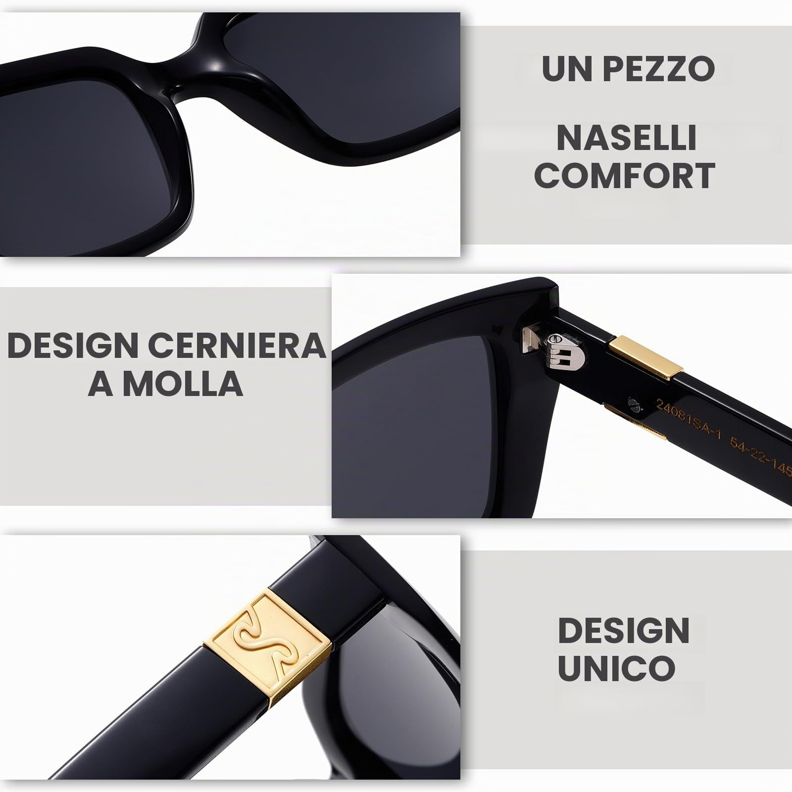 SHEEN KELLY Occhiali da sole retrò in acetato polarizzato da uomo e da donna, occhiali da sole quadrati, designer unici