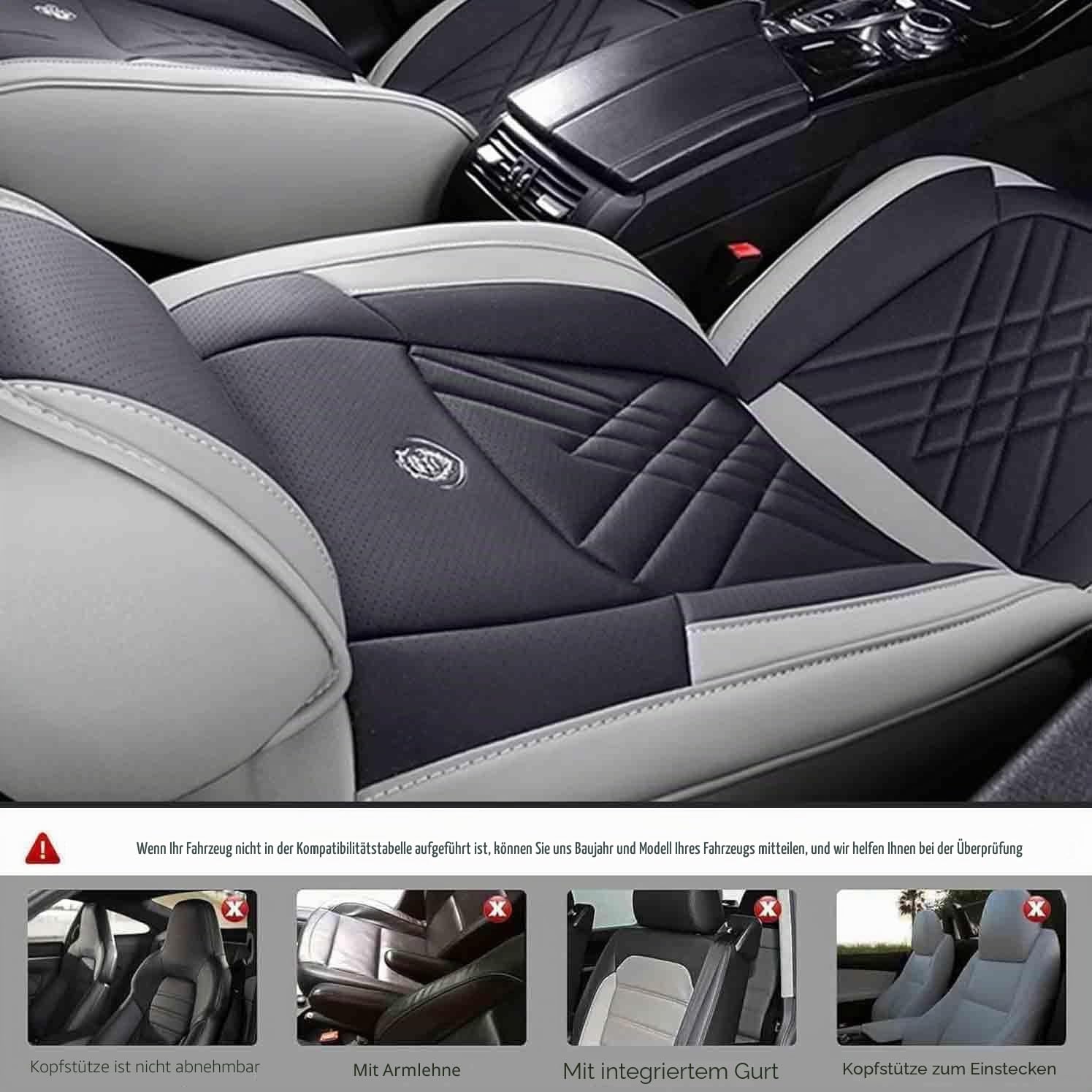 Auto SitzbezüGe Set Leder Für Mercedes Benz CLA 200 CLA 260 CLA 180 CLA 220 CLA 250 CLA 220d,Autositzbezüge Universal Set,Schonbezüge für Vordersitze und Rückbank,Wasserdichtes Auto Zubehör(B)
