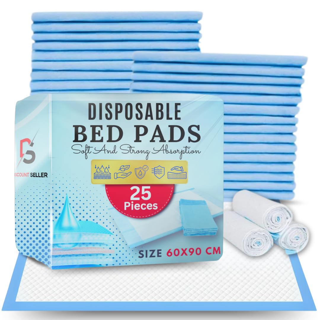 Discount Seller White, Blue 25 Pack Incontinence Bed Pads 60X90 Cm– High Absorbent, Leakproof & Odour Control Disposable Bed Pads For Adults & Kids, Soft And Non-Slip Incontinence Sheets (Inco Sheets) & Bed Mats