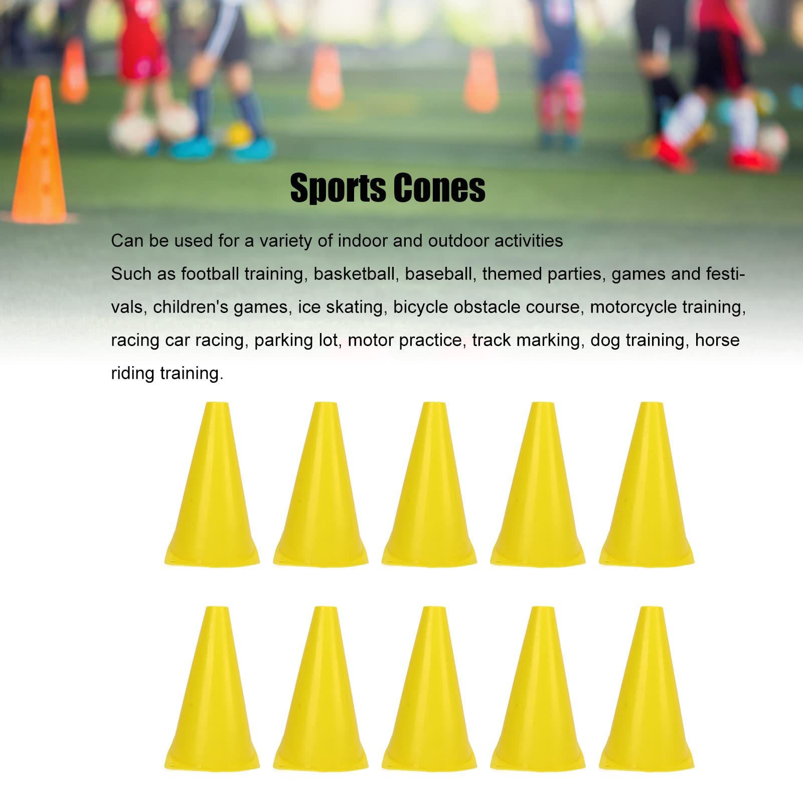 equlup Football Training Cone, 10Pcs Scoccer Cone 23cm Sports Training Agility Marker Traffic Barrier for Basketball Football Soccer Skating