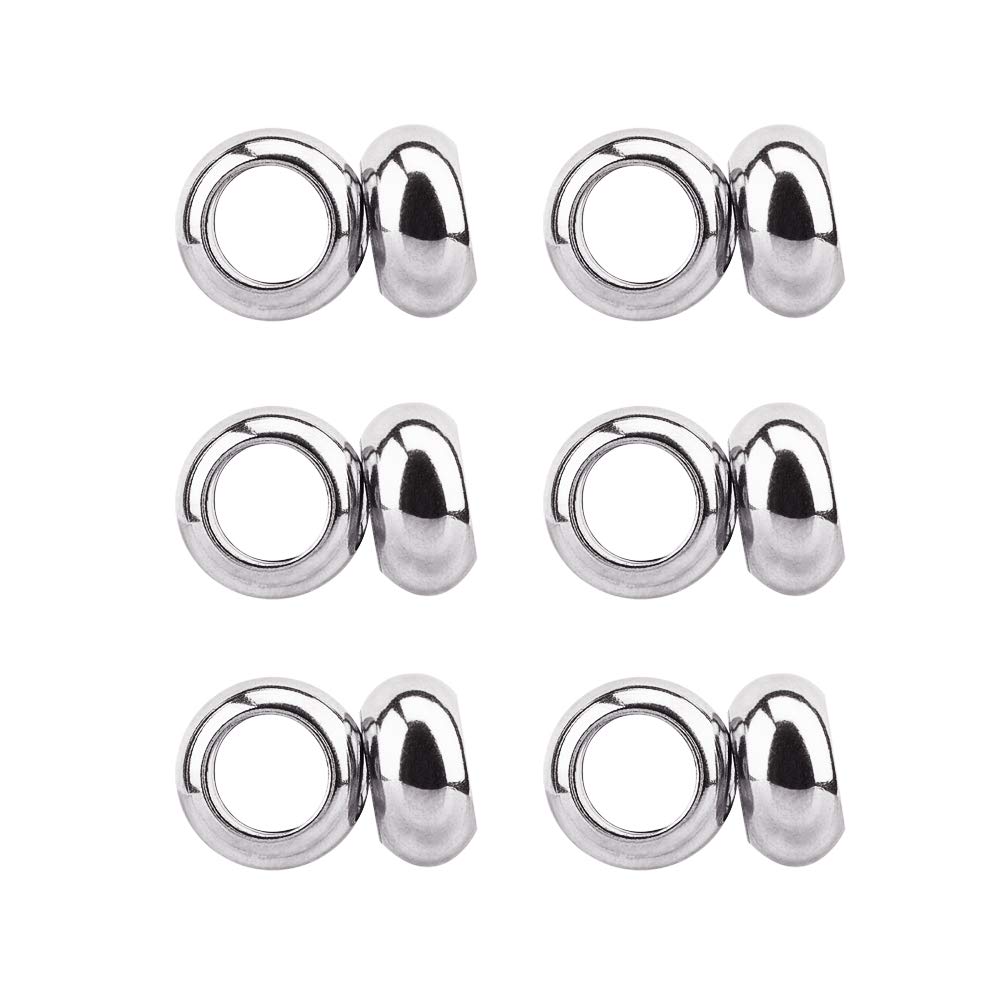 UNICRAFTALE 60pcs 10mm Rondelle Spacer Beads Stainless Steel Loose Beads 6mm Hole Spacer Beads Smooth Surface Beads Finding for DIY Bracelet Necklace Jewelry Making Craft