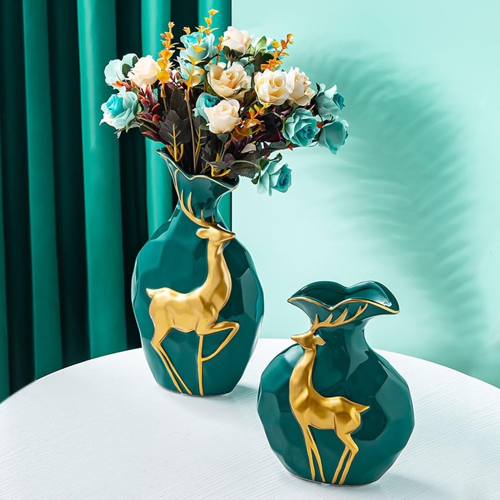 Accueil Vases Vase en céramique cerf doré Moderne, décoration de Maison Simple, Salon, Meuble TV, Armoire à vin, Table, Arrangement Floral Décor intérieur