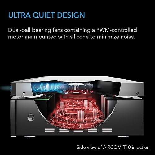 Miniatura 4 de AC Infinity AIRCOM T10, sistema de ventilador de enfriamiento silencioso de 17 pulgadas de escape frontal, para receptores, amperios, DVR,