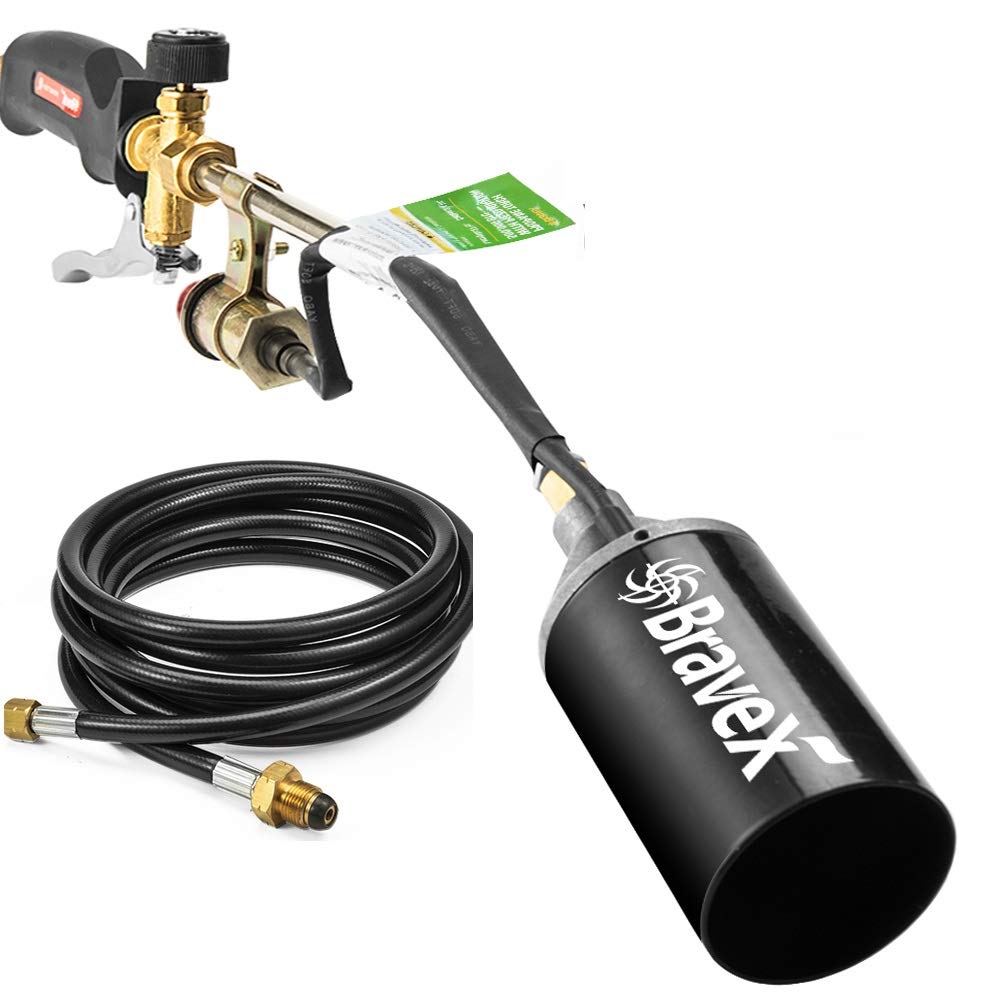 Weed Burner Propane Torch with Push Button Igniter - High Output 500,000 BTU, with 6.5 ft Hose, Yard Roofing Torch Kit for Wand Ice Snow Roofing Road