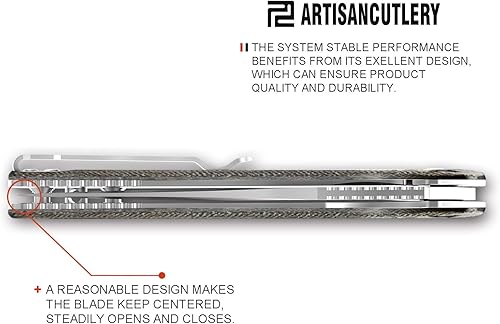 Miniatura 9 de ARTISANCUTLERY Cuchillo plegable Arroyo ATZ-1845 AR-RPM9 de acero en polvo Balde Micarta Tactical Handle Pocket Cuchillo plegable EDC OD Verde