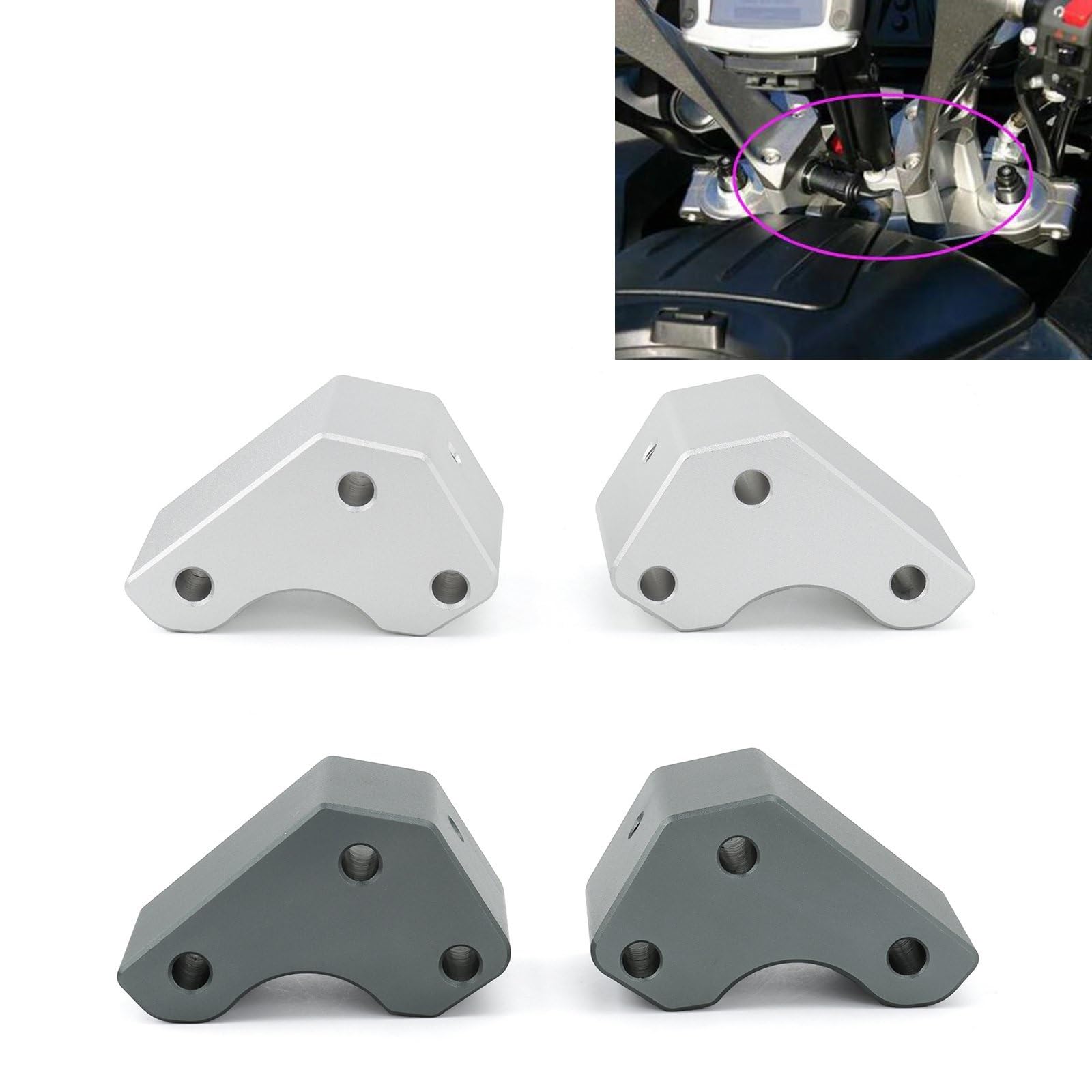 Motorrad-Lenkererhöhungen, Höhenadapter Für Kawasaki GTR1400 ZG1400 Concours GTR 1400 2008–2020(Silber)