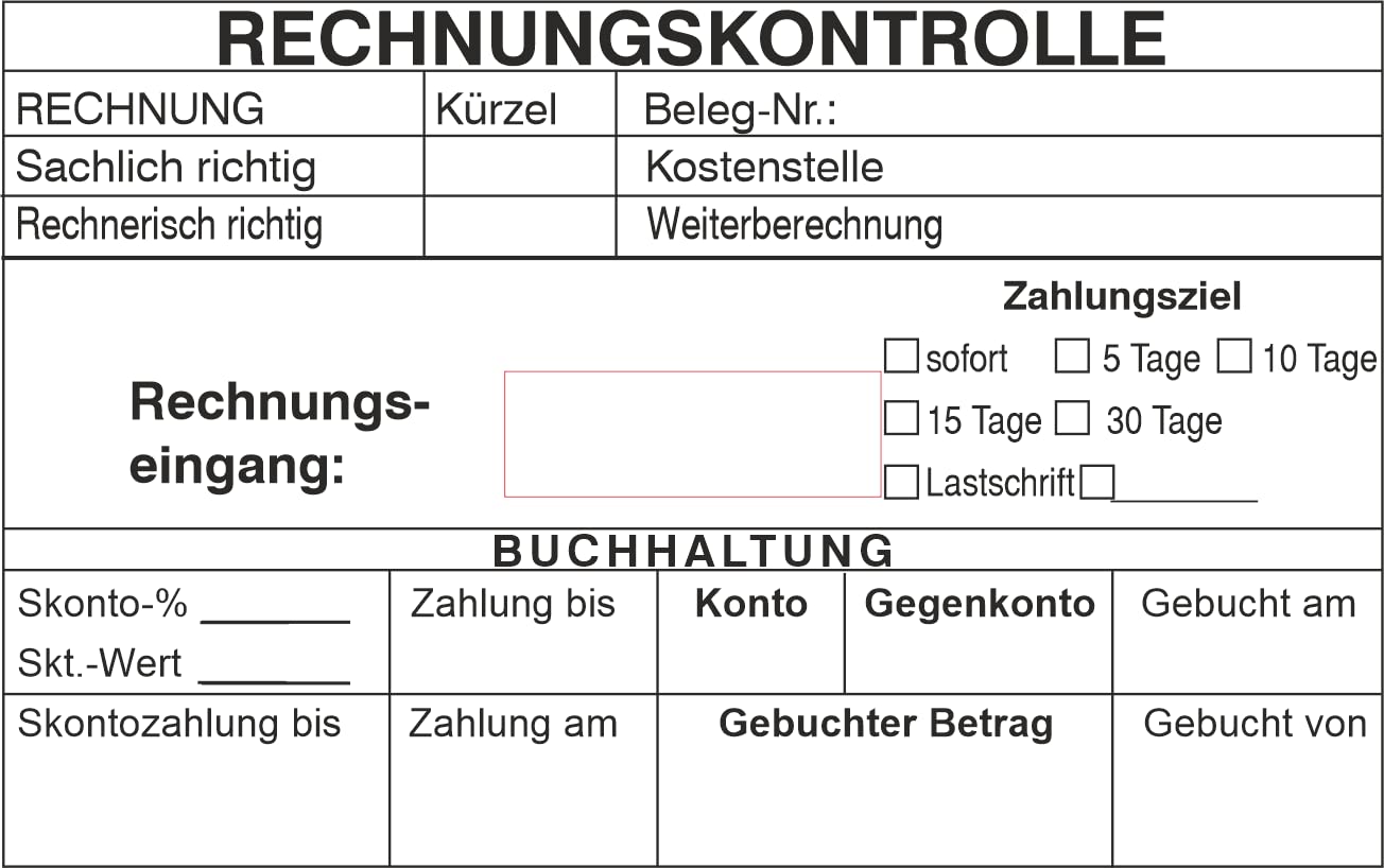 Kontierungsstempel/Rechnungsprüfung - mit trodat Professional Datumstempel 54120 – Custom- 116x70 mm) in verschiedenen Ausführungen, Büro, Buchungsstempel, Firmenstempel