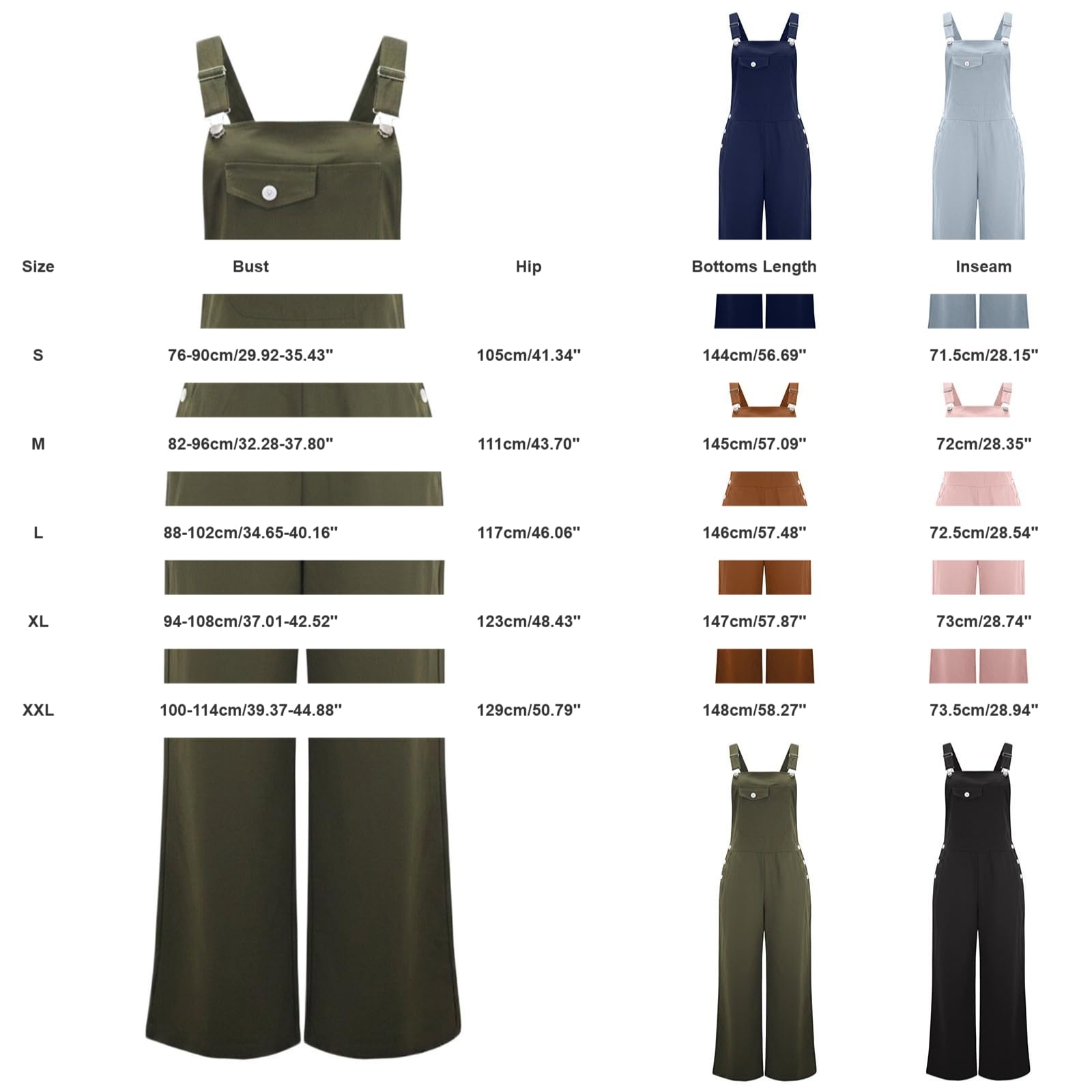 Salopette estive da donna, lunga, da lavoro, in cotone, oversize